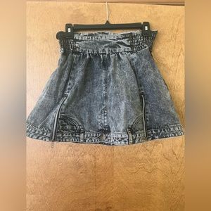 Black denim jeans turned skirt